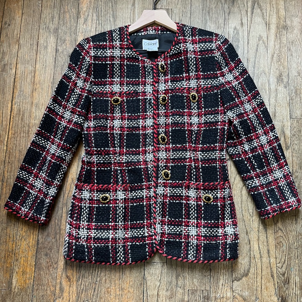 Black and Red Plaid Women's Jacket